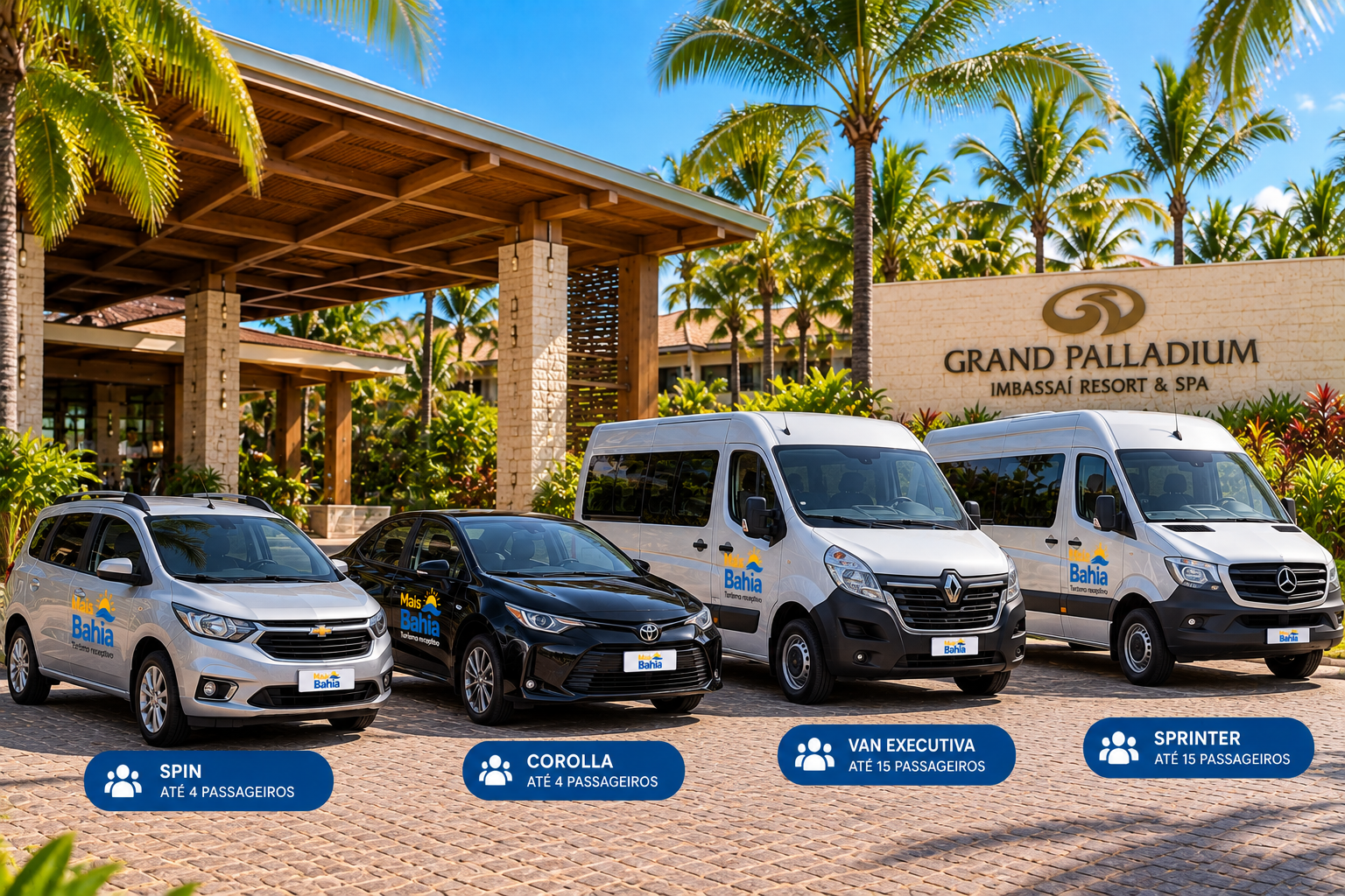 Frota para Transfer Grand Palladium Imbassaí – Mais Bahia Frota da Mais Bahia Turismo para transfer ao Grand Palladium Imbassaí