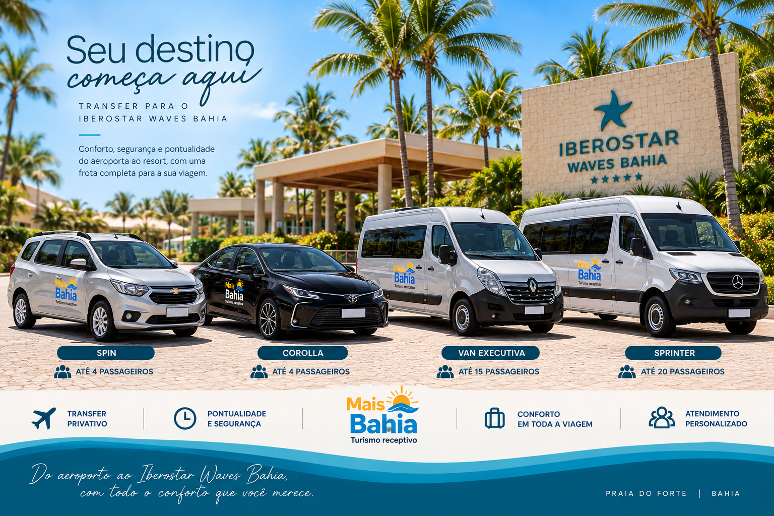 Frota para Transfer Iberostar Waves Bahia – Mais Bahia Frota da Mais Bahia Turismo para transfer ao Iberostar Waves Bahia
