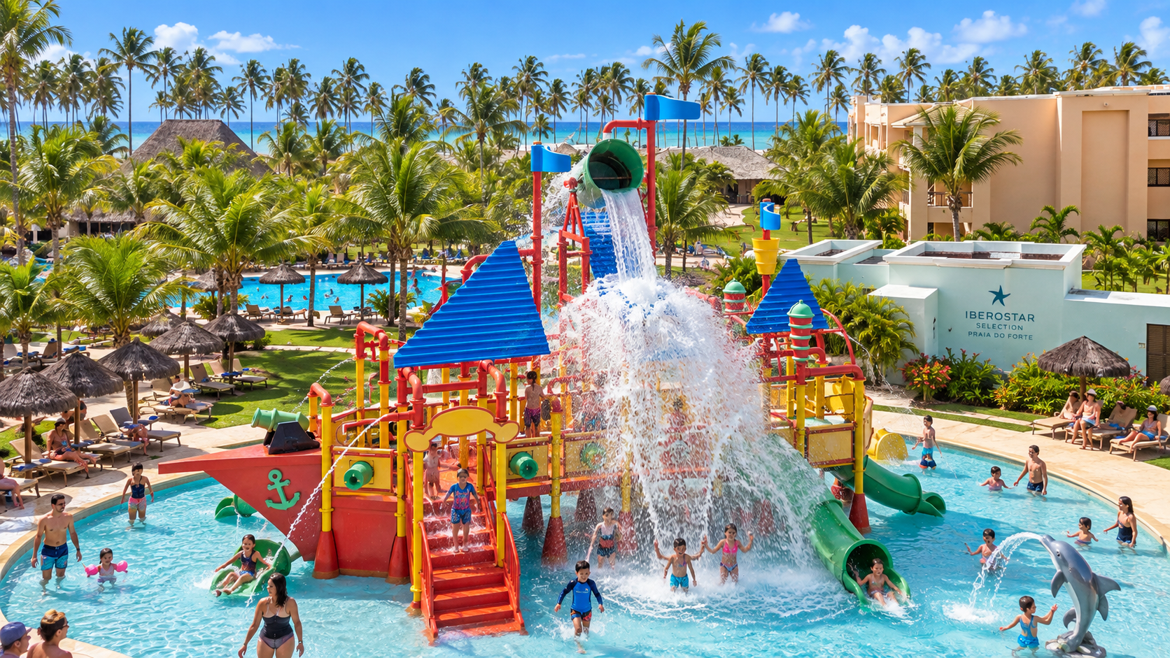 Parque Aquático Infantil – Iberostar Selection Praia do Forte Parque aquático infantil do Iberostar Selection Praia do Forte para famílias com crianças