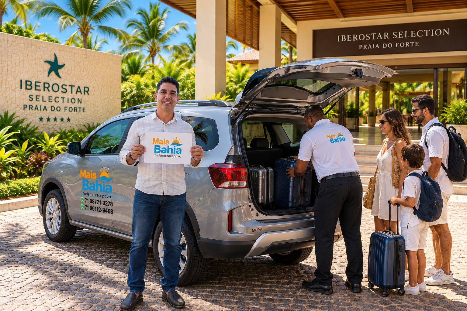 Transfer para Iberostar Selection Praia do Forte – Mais Bahia Recepção de passageiros no transfer para o Iberostar Selection Praia do Forte